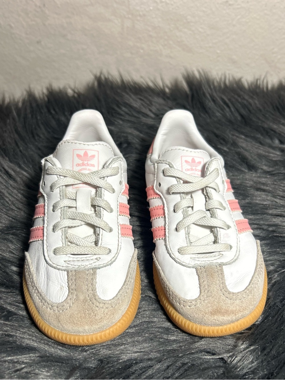 Adidas Kids Samba Og Shoes White Coral Pink Leather Sneaker Size 8 - Picture 5 of 9